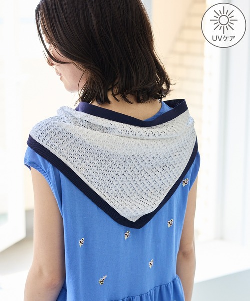 ROPE' PICNIC(ロペピクニック)の「シャーベットニット 透かし編みニットスカーフ/UVケア(バンダナ/スカーフ・レディース・ミント/ダークブラウン/オフホワイト・FREE)」の18枚目の写真