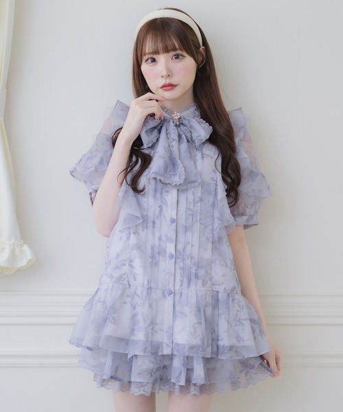 couture BY ROJITA(クチュールバイロジータ)の「【セットアップ対応】シアーチュニックブラウス(シャツ/ブラウス・レディース・ピンクベージュ/ブラック/ブルー/マルチ・FREE)」の12枚目の写真