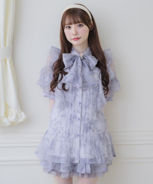couture BY ROJITA(クチュールバイロジータ)の「【セットアップ対応】シアーチュニックブラウス(シャツ/ブラウス・レディース・ピンクベージュ/ブラック/ブルー/マルチ・FREE)」の14枚目の写真
