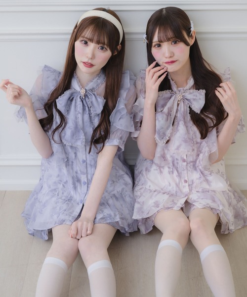 couture BY ROJITA(クチュールバイロジータ)の「【セットアップ対応】シアーチュニックブラウス(シャツ/ブラウス・レディース・ピンクベージュ/ブラック/ブルー/マルチ・FREE)」の20枚目の写真