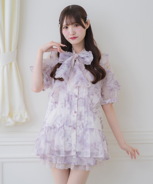 couture BY ROJITA(クチュールバイロジータ)の「【セットアップ対応】シアーチュニックブラウス(シャツ/ブラウス・レディース・ピンクベージュ/ブラック/ブルー/マルチ・FREE)」の17枚目の写真