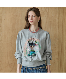 クラウンアップリケ刺繍マンツーマンTシャツ
