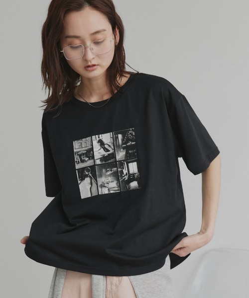 ad thie(アドティエ)の「アソート フォトプリント Tシャツ(Tシャツ/カットソー・レディース・ピンク/ブラック/チャコール/ホワイト系2/ホワイト系1・FREE)」の4枚目の写真