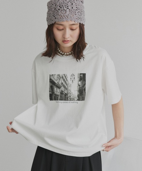 ad thie(アドティエ)の「アソート フォトプリント Tシャツ(Tシャツ/カットソー・レディース・ピンク/ブラック/チャコール/ホワイト系2/ホワイト系1・FREE)」の21枚目の写真