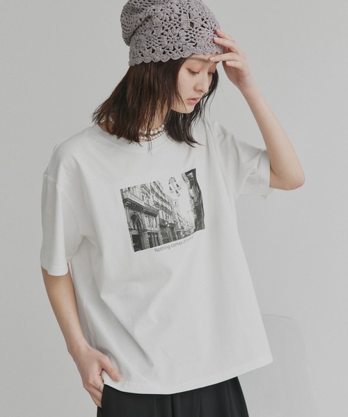 ad thie(アドティエ)の「アソート フォトプリント Tシャツ(Tシャツ/カットソー・レディース・ピンク/ブラック/チャコール/ホワイト系2/ホワイト系1・FREE)」の12枚目の写真