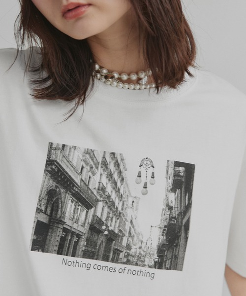 ad thie(アドティエ)の「アソート フォトプリント Tシャツ(Tシャツ/カットソー・レディース・ピンク/ブラック/チャコール/ホワイト系2/ホワイト系1・FREE)」の13枚目の写真