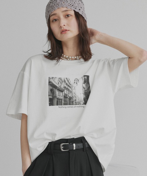 ad thie(アドティエ)の「アソート フォトプリント Tシャツ(Tシャツ/カットソー・レディース・ピンク/ブラック/チャコール/ホワイト系2/ホワイト系1・FREE)」の14枚目の写真