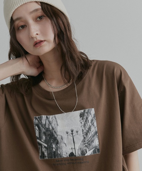 ad thie(アドティエ)の「アソート フォトプリント Tシャツ(Tシャツ/カットソー・レディース・ピンク/ブラック/チャコール/ホワイト系2/ホワイト系1/ブラウン・FREE)」の21枚目の写真