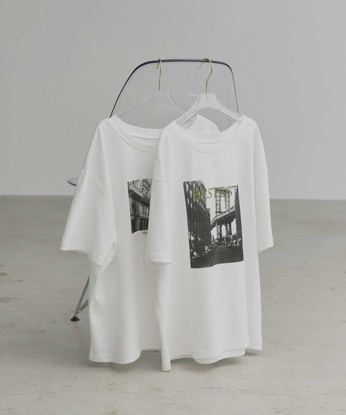 ad thie(アドティエ)の「アソート フォトプリント Tシャツ(Tシャツ/カットソー・レディース・ピンク/ブラック/チャコール/ホワイト系2/ホワイト系1/ブラウン・FREE)」の7枚目の写真