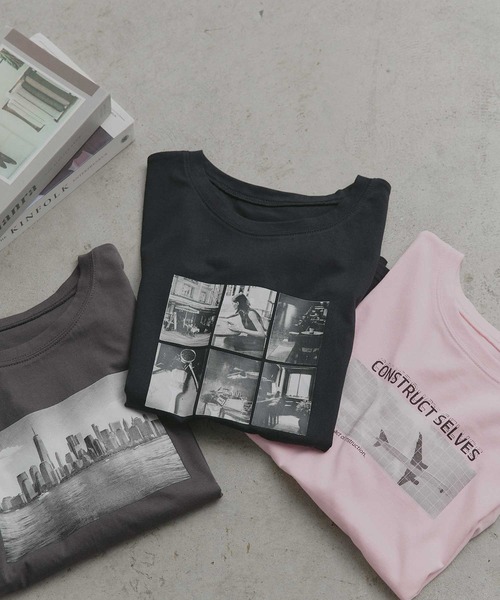 ad thie(アドティエ)の「アソート フォトプリント Tシャツ(Tシャツ/カットソー・レディース・ピンク/ブラック/チャコール/ホワイト系2/ホワイト系1/ブラウン・FREE)」の8枚目の写真