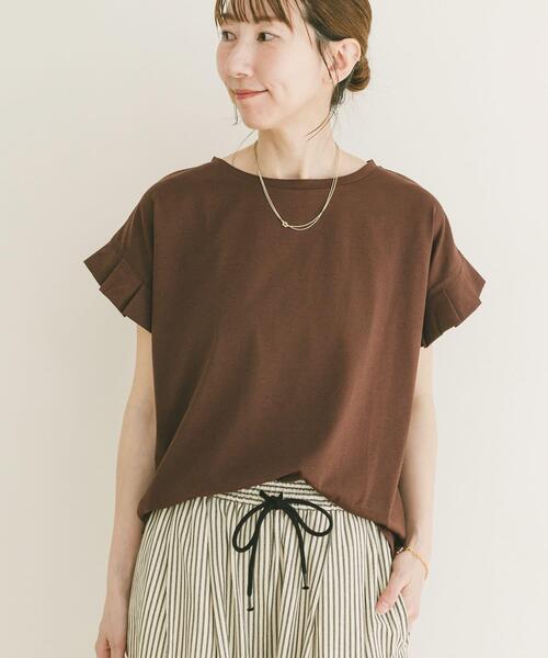 ITEMS URBANRESEARCH（アイテムズ アーバンリサーチ）の「『接触冷感/UVカット』オリガミタックTシャツ（Tシャツ/カットソー・レディース・ブラック/ブラウン/ライトベージュ/ホワイト・FREE）」の21枚目の写真