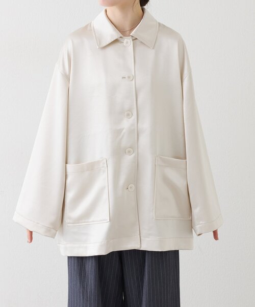 CIAOPANIC TYPY(チャオパニックティピー)の「サテンBIGシャツ(シャツ/ブラウス・レディース・アイボリー/ブラック・ONE SIZE)」の5枚目の写真
