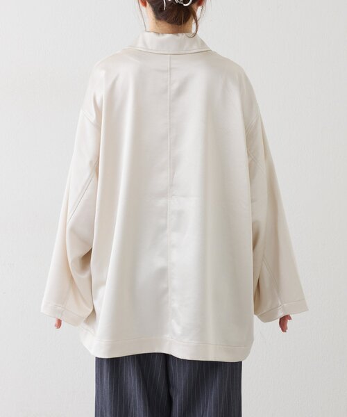 CIAOPANIC TYPY(チャオパニックティピー)の「サテンBIGシャツ(シャツ/ブラウス・レディース・アイボリー/ブラック・ONE SIZE)」の7枚目の写真