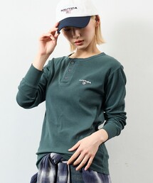 NAUTICA/ノーティカ Essentials タイトフィット L/S ヘンリーネック ピグメントTシャツ