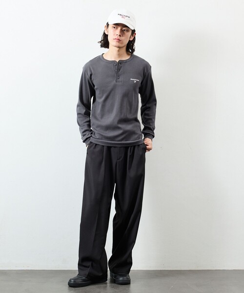 NAUTICA(ノーティカ)の「NAUTICA/ノーティカ Essentials タイトフィット L/S ヘンリーネック ピグメントTシャツ(Tシャツ/カットソー・メンズ・チャコールグレー/ネイビー/オリーブ・SMALL/MEDIUM/LARGE)」の6枚目の写真
