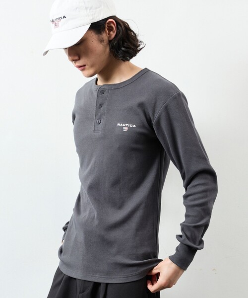 NAUTICA(ノーティカ)の「NAUTICA/ノーティカ Essentials タイトフィット L/S ヘンリーネック ピグメントTシャツ(Tシャツ/カットソー・メンズ・チャコールグレー/ネイビー/オリーブ・SMALL/MEDIUM/LARGE)」の10枚目の写真