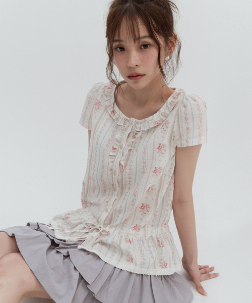HIGH SCHOOL DISCO（ハイスクールディスコ）の「フリルネックパフスリーブブラウス（シャツ/ブラウス・レディース・その他・SMALL/MEDIUM）」の3枚目の写真