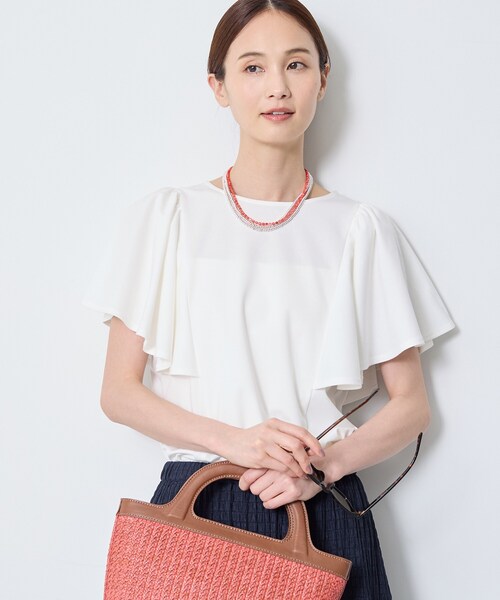 Reflect(リフレクト)の「【UVカット/接触冷感/吸水速乾】フレアスリーブトップス(Tシャツ/カットソー・レディース・ダークブラウン/ネイビー/ホワイト/ライトイエロー系・09/11/13)」の6枚目の写真
