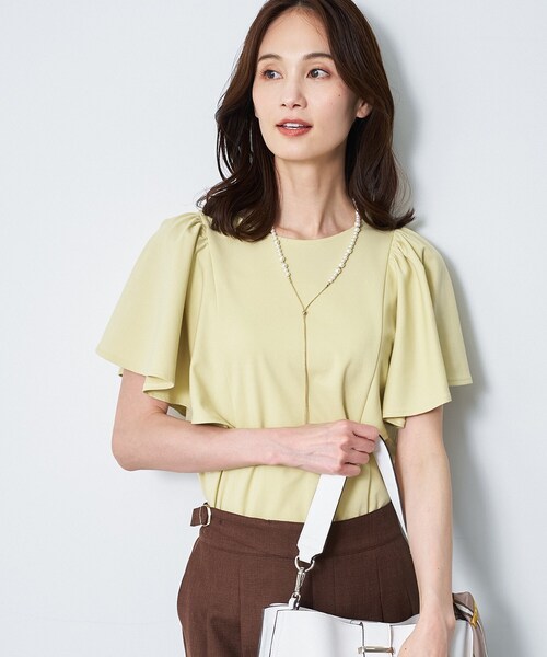 Reflect(リフレクト)の「【UVカット/接触冷感/吸水速乾】フレアスリーブトップス(Tシャツ/カットソー・レディース・ダークブラウン/ネイビー/ホワイト/ライトイエロー系・09/11/13)」の9枚目の写真