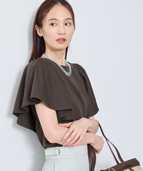 Reflect(リフレクト)の「【UVカット/接触冷感/吸水速乾】フレアスリーブトップス(Tシャツ/カットソー・レディース・ダークブラウン/ネイビー/ホワイト/ライトイエロー系・09/11/13)」の21枚目の写真