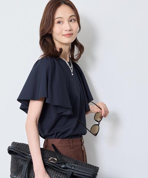 Reflect(リフレクト)の「【UVカット/接触冷感/吸水速乾】フレアスリーブトップス(Tシャツ/カットソー・レディース・ダークブラウン/ネイビー/ホワイト/ライトイエロー系・09/11/13)」の17枚目の写真