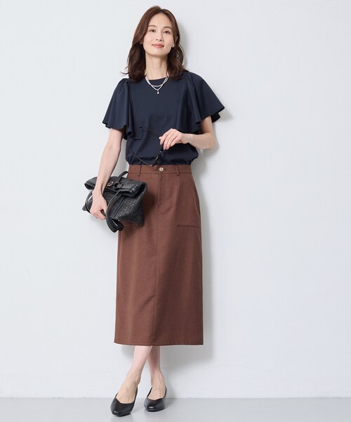 Reflect(リフレクト)の「【UVカット/接触冷感/吸水速乾】フレアスリーブトップス(Tシャツ/カットソー・レディース・ダークブラウン/ネイビー/ホワイト/ライトイエロー系・09/11/13)」の15枚目の写真