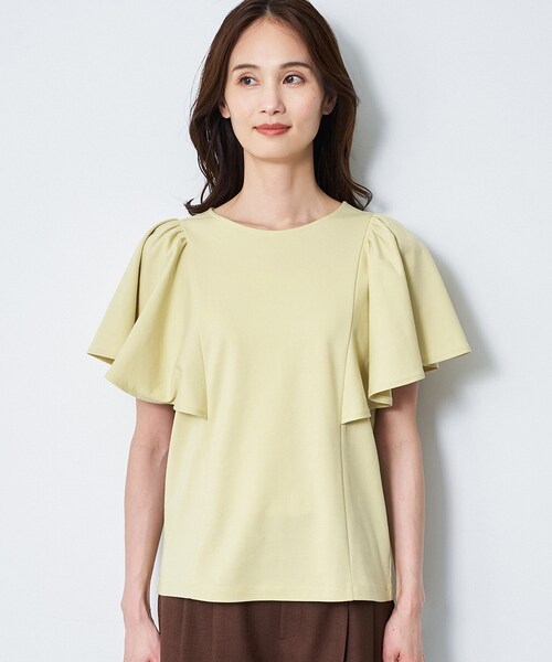 Reflect(リフレクト)の「【UVカット/接触冷感/吸水速乾】フレアスリーブトップス(Tシャツ/カットソー・レディース・ダークブラウン/ネイビー/ホワイト/ライトイエロー系・09/11/13)」の12枚目の写真