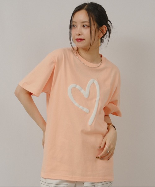 palm RICHE(ポームリシュ)の「FLOAT HEART T(Tシャツ/カットソー・レディース・チャコールグレー/オフホワイト/オレンジ系その他・M)」の17枚目の写真