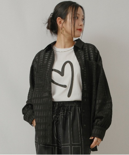 palm RICHE(ポームリシュ)の「FLOAT HEART T(Tシャツ/カットソー・レディース・チャコールグレー/オフホワイト/オレンジ系その他・M)」の14枚目の写真