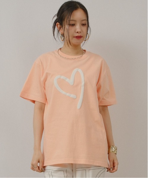 palm RICHE(ポームリシュ)の「FLOAT HEART T(Tシャツ/カットソー・レディース・チャコールグレー/オフホワイト/オレンジ系その他・M)」の15枚目の写真