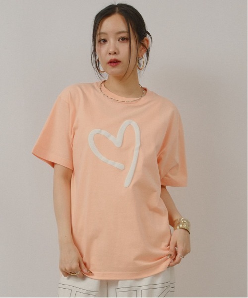 palm RICHE(ポームリシュ)の「FLOAT HEART T(Tシャツ/カットソー・レディース・チャコールグレー/オフホワイト/オレンジ系その他・M)」の16枚目の写真