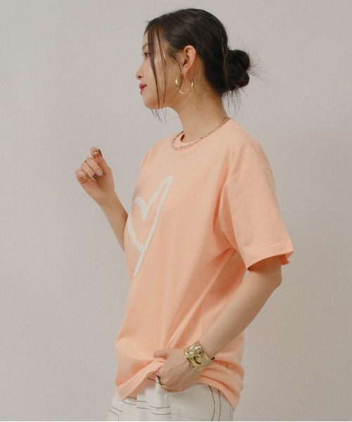 palm RICHE(ポームリシュ)の「FLOAT HEART T(Tシャツ/カットソー・レディース・チャコールグレー/オフホワイト/オレンジ系その他・M)」の18枚目の写真
