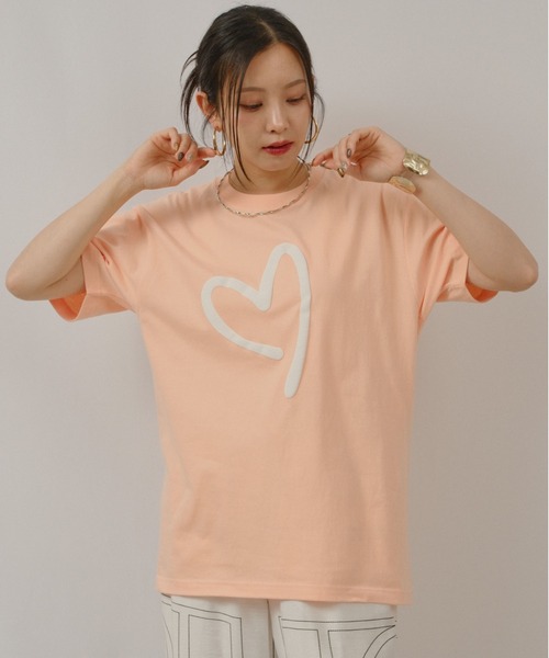 palm RICHE(ポームリシュ)の「FLOAT HEART T(Tシャツ/カットソー・レディース・チャコールグレー/オフホワイト/オレンジ系その他・M)」の22枚目の写真