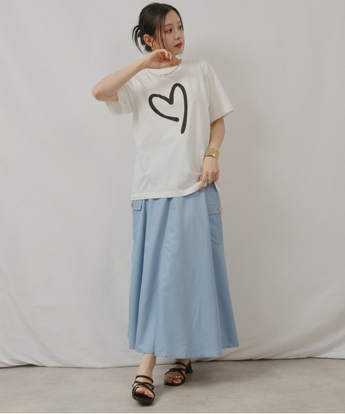 palm RICHE(ポームリシュ)の「FLOAT HEART T(Tシャツ/カットソー・レディース・チャコールグレー/オフホワイト/オレンジ系その他・M)」の13枚目の写真