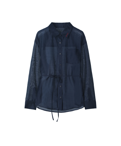 SECONDMONO（セカンドモノローグ）の「Sheer Side Tuck Oversized Fit Shirt [NAVY]_SEWSH009NAVY（シャツ/ブラウス・レディース・その他・F）」の2枚目の写真
