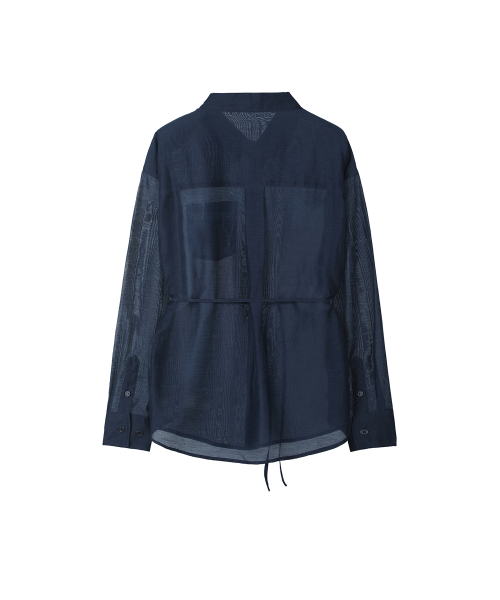 SECONDMONO（セカンドモノローグ）の「Sheer Side Tuck Oversized Fit Shirt [NAVY]_SEWSH009NAVY（シャツ/ブラウス・レディース・その他・F）」の3枚目の写真