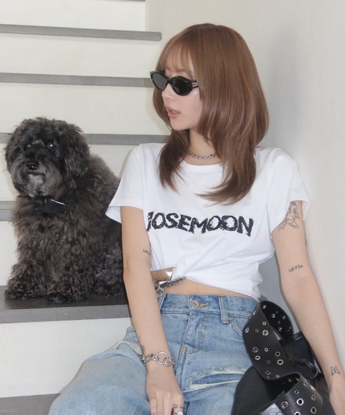 LACE EMBROIDERY LOGO T-SHIRT/レースエンブロイダリーロゴTシャツ（T