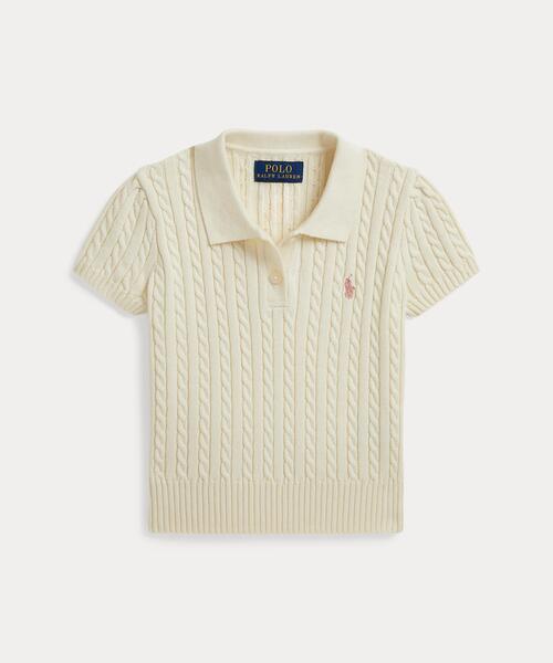 POLO RALPH LAUREN CHILDRENSWEAR(ポロ ラルフ ローレン チルドレンズウェア)の「ミニケーブル コットン Polo セーター(ポロシャツ・キッズ・ナチュラル・4/6/3)」の1枚目の写真