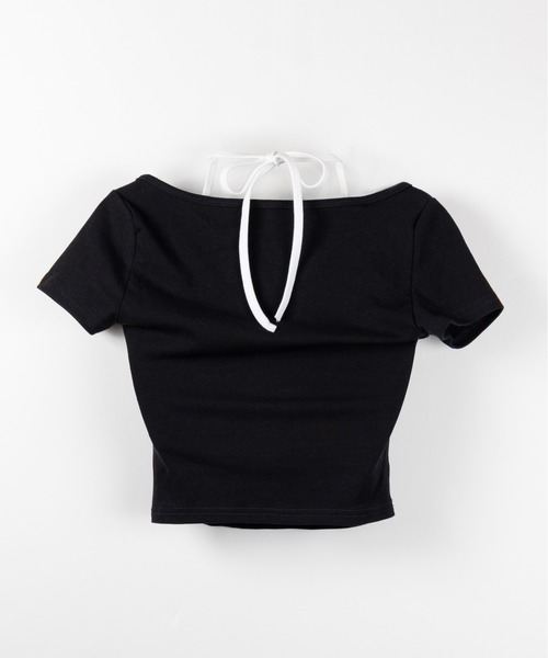 me+em select（ミームセレクト）の「【 ２color 】レースレイヤードドッキングスクエアネックＴシャツ ／ Lace layered docking square neck T-shirt（Tシャツ/カットソー・レディース・ブラック/ホワイト・FREE）」の5枚目の写真