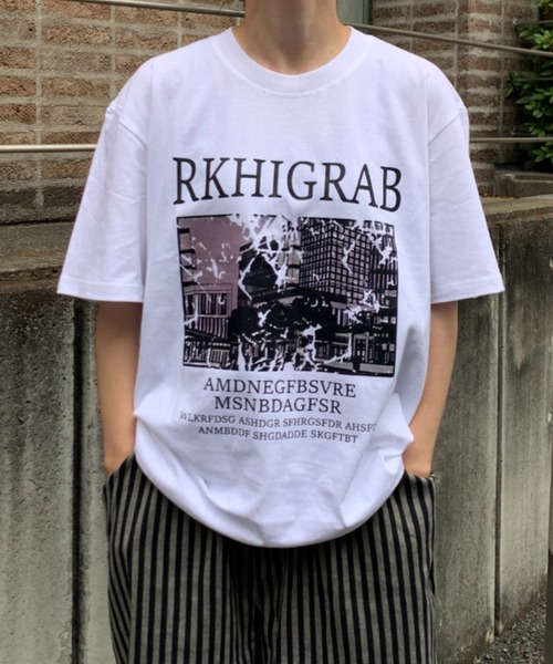 link lot（リンクロット）の「スクラッチ フォトグラフィック ビッグT（Tシャツ/カットソー・メンズ・ホワイト/ブラック/ライトグレー・M/L）」の2枚目の写真