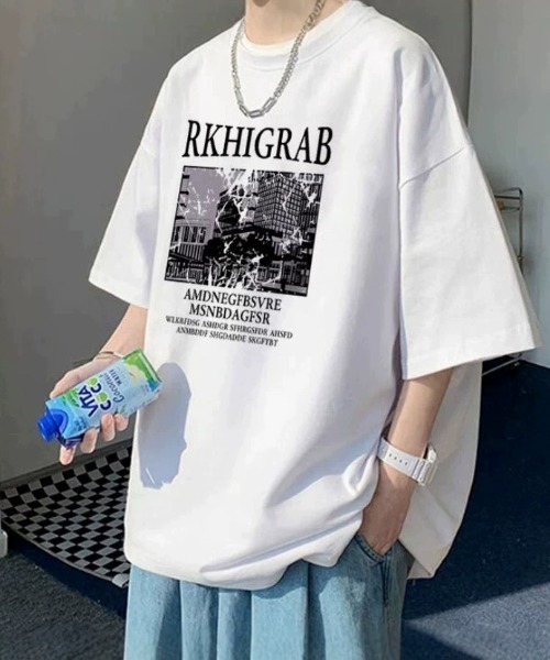 link lot（リンクロット）の「スクラッチ フォトグラフィック ビッグT（Tシャツ/カットソー・メンズ・ホワイト/ブラック/ライトグレー・M/L）」の6枚目の写真