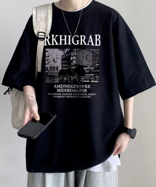link lot（リンクロット）の「スクラッチ フォトグラフィック ビッグT（Tシャツ/カットソー・メンズ・ホワイト/ブラック/ライトグレー・M/L）」の4枚目の写真