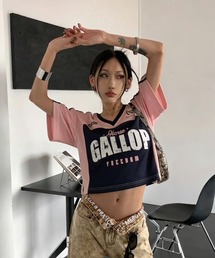 ヴィンテージライク メッシュゲームシャツ クロップド丈 Vネック ユニフォームTEE 半袖 レディース