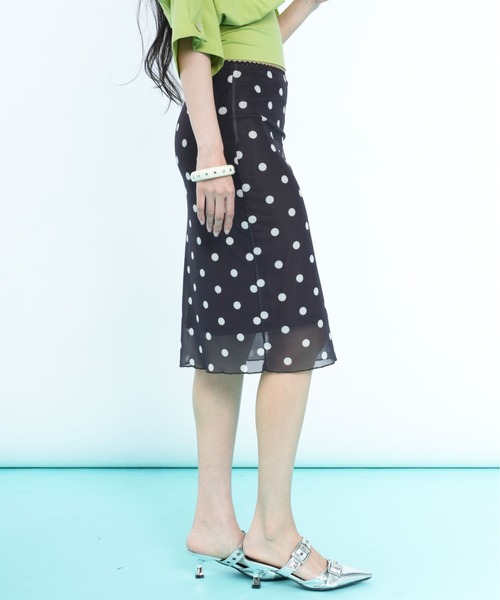 sedacle girl(セダクルガール)の「ドットミディスカート(スカート・レディース・オフホワイト/ダークブラウン・MEDIUM/SMALL)」の5枚目の写真