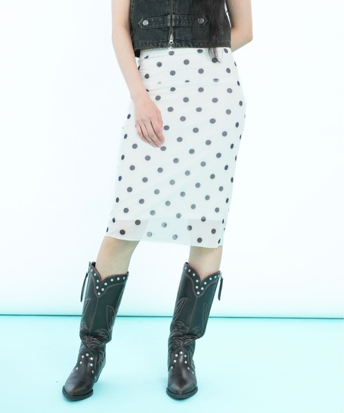 sedacle girl(セダクルガール)の「ドットミディスカート(スカート・レディース・オフホワイト/ダークブラウン・MEDIUM/SMALL)」の11枚目の写真
