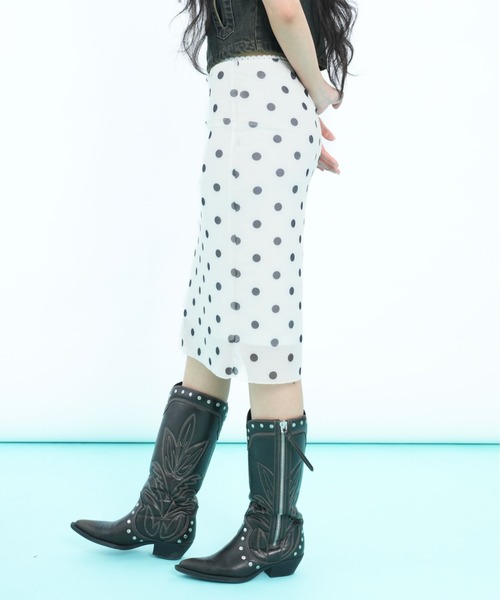 sedacle girl(セダクルガール)の「ドットミディスカート(スカート・レディース・オフホワイト/ダークブラウン・MEDIUM/SMALL)」の12枚目の写真