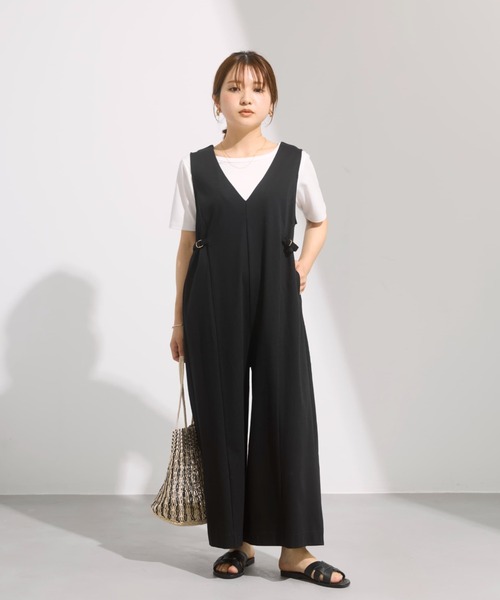 COHINA(コヒナ)の「【接触冷感】サイドベルトカットオールインワン 【低身長・小柄女性】(つなぎ/オールインワン・レディース・ブラック/グレイッシュベージュ・SHORT/REGULAR)」の8枚目の写真