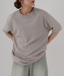 テクスチャー ジャガード 無地 半袖Tシャツ