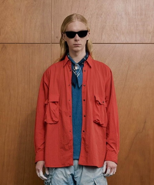 NULABEL(ニューレーベル)の「GARMENT DYED HUNTER SHIRT(シャツ/ブラウス・メンズ・レッド/ブラック・SMALL/MEDIUM)」の1枚目の写真