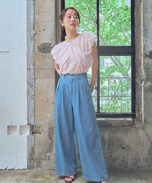 COHINA(コヒナ)の「2wayシアージャカードドレープブラウス 【低身長・小柄女性】(シャツ/ブラウス・レディース・ブラック/ピンク/アイボリー・ONE SIZE)」の5枚目の写真